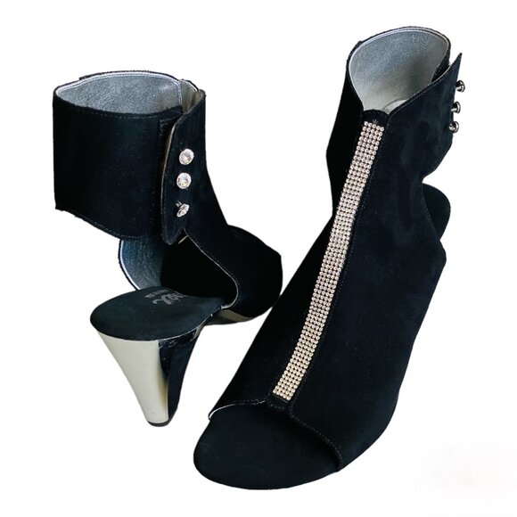 Onex Leather Tuxedo Heeled Sandal Black Sz 9/9.5 - Picture 3 of 15